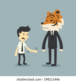 Businessman handshake with business tiger