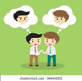 Businessman handshake, illustration vector design. 