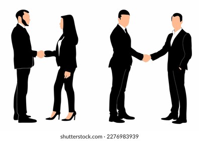 Businessman handshake silhouette, logo, icon
