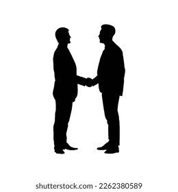 Businessman handshake silhouette vector, icon