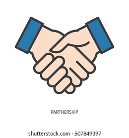 Businessman handshake vector icon. Use for business, marketing, creative, web design and graphics. Vector, Background. Info-graphic inspire to drive your business project.
