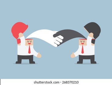 Businessman handshaking with each other, Brainstrom, Teamwork concept, VECTOR, EPS10