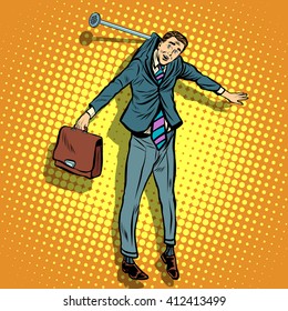 businessman hanging on the wall