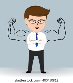 Businessman Happy with arm strong outline, Business concept, Illustration Vector eps10