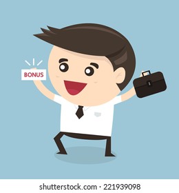 Businessman is happy because he got bonus money, vcetor eps10, flat design