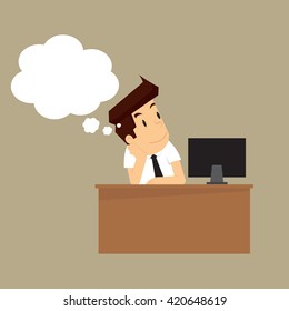 businessman is happy because of thought. vector