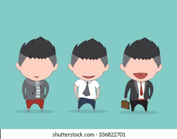 Businessman happy between level up position job. drawing by hand vector and digital illustration created without reference image.