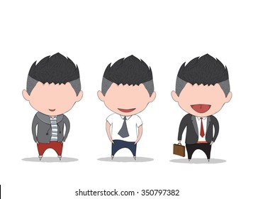 Businessman happy between level up position job. drawing by hand vector and digital illustration created without reference image.