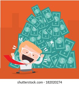businessman happy with big money