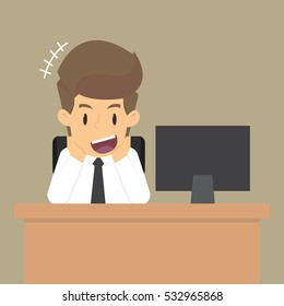 businessman happy with confidence in the work. vector