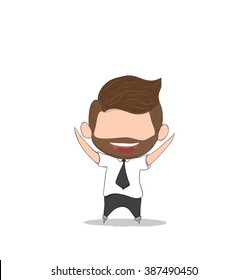 Businessman happy. Drawing by hand vector