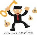 Businessman happy earning vector graphic