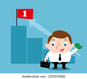 businessman happy with earnings vector illustration design