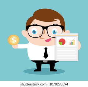 businessman happy with earnings vector illustration design