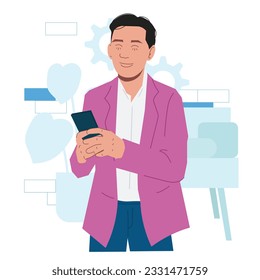 businessman happy expression relax in-flat illustration