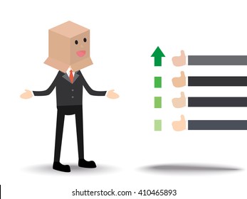businessman with happy face on cardboard box on his head and positive feedback - Powered by Shutterstock - Get 15% off with code: PIKWIZARD15
