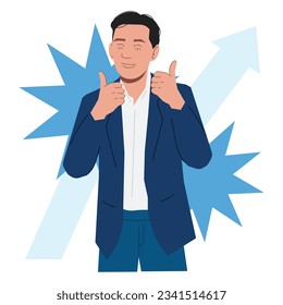 businessman happy great job in flat illustration