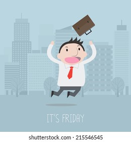 Businessman happy on Friday - Vector
