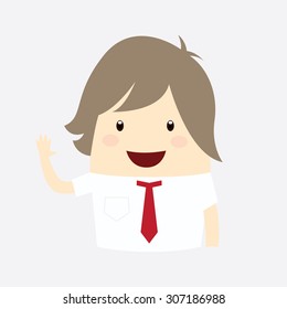 businessman is happy presentation with show hand isolated background, business concept