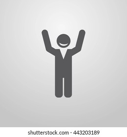 Businessman happy. Success. Attainment. Vector illustration.  Eps10.