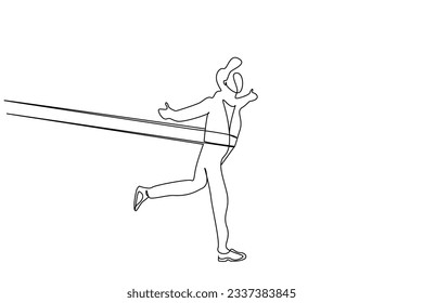 businessman happy victory successful finish coming to target line goal concept line art