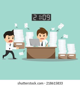 Businessman hard work on office vector illustration  