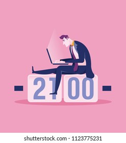 Businessman hard work  vector illustration