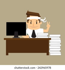 businessman hard Working.vecrtor