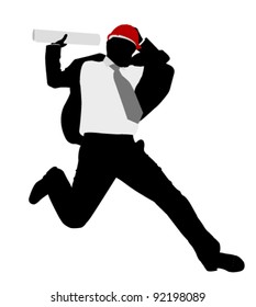 businessman with hardhat jumps