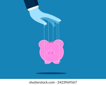 businessman has control over a piggy bank. savings concept 