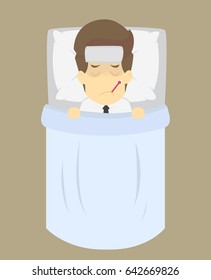 Businessman has a fever .VECTOR