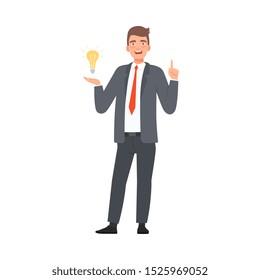 Businessman Has a Great Idea character Illustration Vector
