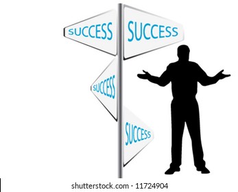 Businessman has hard time to find the road to the success