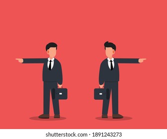 Businessman has to make decision which way to go for his success.Different or unique concept.