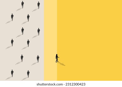 Businessman has to make decision which way to go for his success, Business team or partner go different way, Different or unique concept