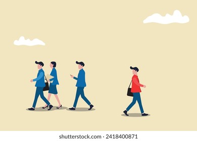 Businessman has to make decision which way to go for his success, Business team or partner go different way, Different or unique concept