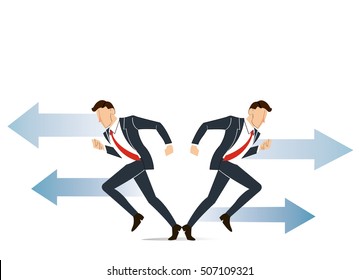 businessman has to make decision which way to go for his success vector illustration