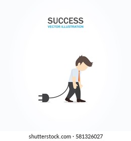 Businessman Has No Energy. Success Concept.