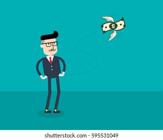 Businessman has no money, Business concept.