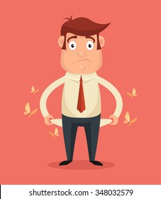 Businessman has no money. Vector flat illustration