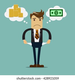 Businessman Has No Money Vector Illustration Stock Vector (Royalty Free ...