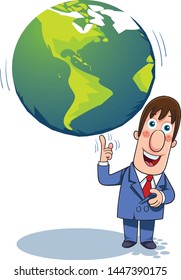 A businessman has the world at his fingertip