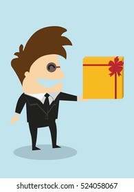 Businessman have  gift box , vector