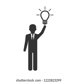 Businessman have an idea icon. Vector illustration, flat design.