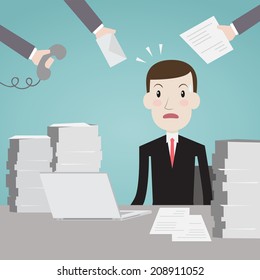 Businessman have a lot of work 