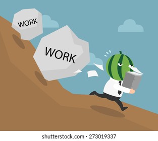 businessman having to do too much works, vector illustration
