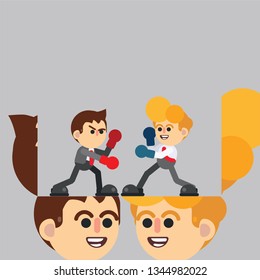 Businessman having a fight with boxing gloves