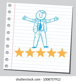 Businessman having five star rating