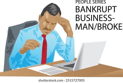 Hombre de negocios que tiene dolor de cabeza después de saber que está en bancarrota