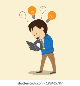 businessman having a idea while reading